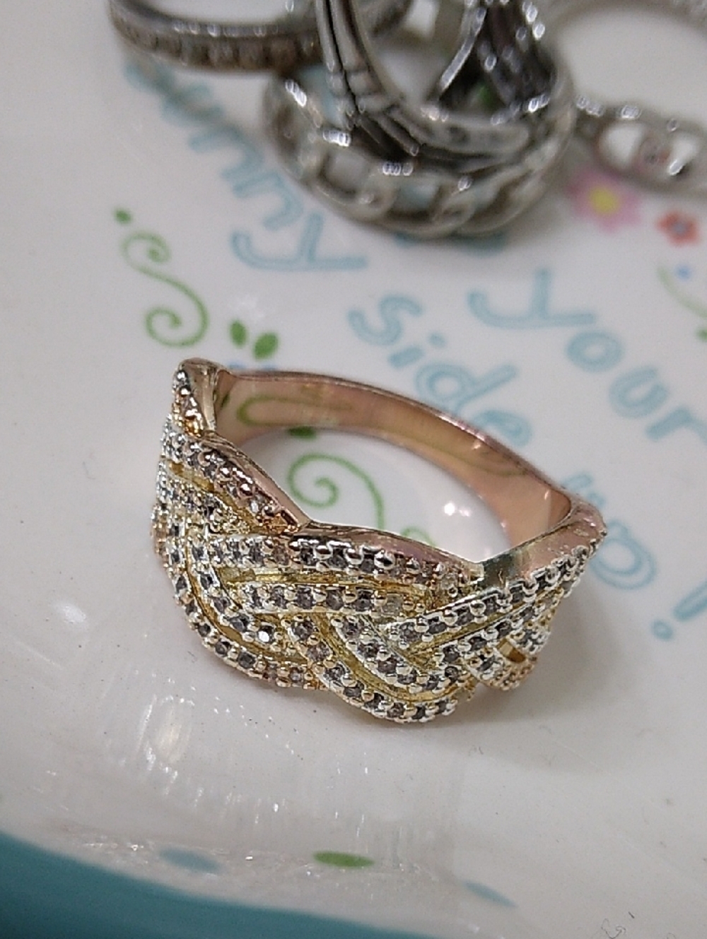 Bundle Of 5 Fashion Rings Silver and Rose Gold Size 8.5 - Picture 4 of 4